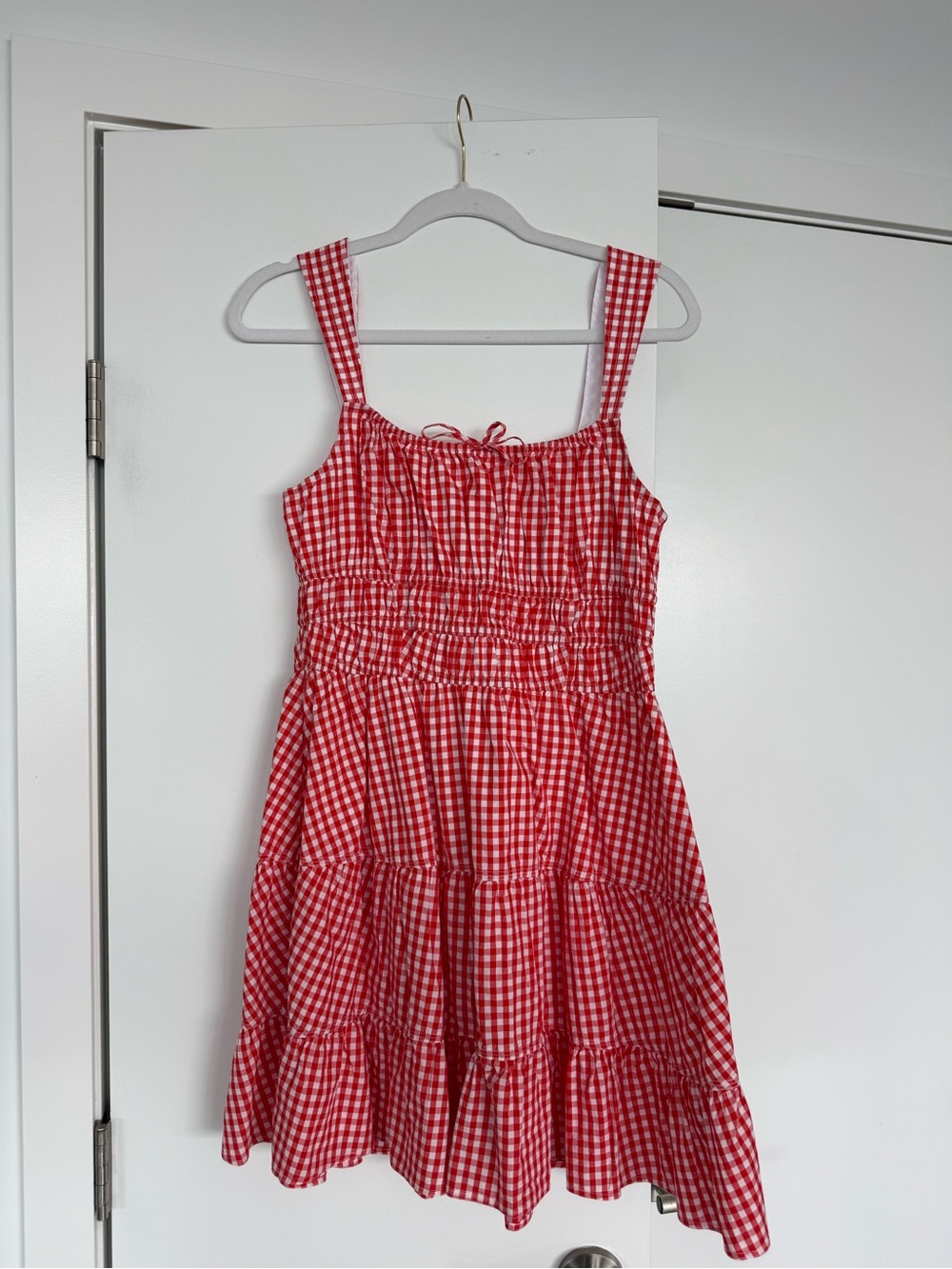Sunday Best Red Gingham Tiered Sundress